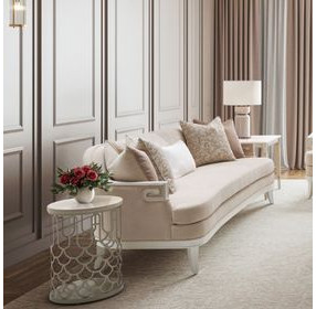 La Marisia Creamy Pearl and Champagne Round Marble End Table