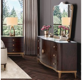 Camellia Field Warm Pecan Dresser with Mirror