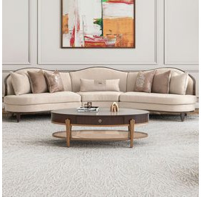 Camellia Field Warm Pecan Oval Cocktail Table