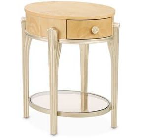 Camellia Field Caramel Oval End Table with Drawer