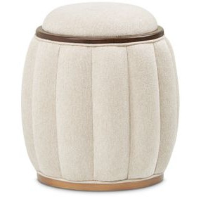 Camellia Field Linen and Warm Pecan 19" Round Bench