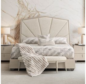 Fontessa Silver Mist and Cappuccino King Upholstered Panel Bed with USB Charging