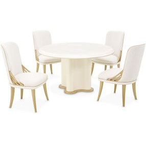 La Terrazza Creamy Pearl Round Dining Room Set