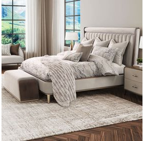 Houston Porcini and Walnut Eastern King Upholstered Panel Bed with USB Charging
