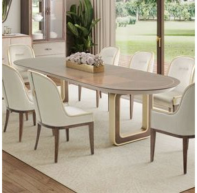 Houston Walnut 128" Extendable Oval Dining Table with Storage