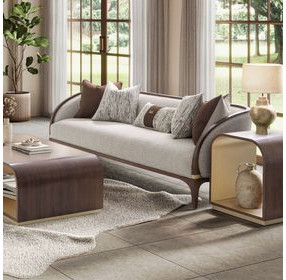 Houston Pebble and Walnut 92" Sofa