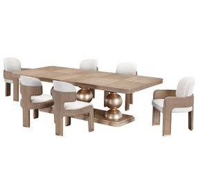 West Kensington Sea Salt Caramel 128" Extendable Rectangular Dining Table