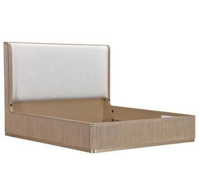 West Kensington Buff and Sea Salt Caramel Queen Upholstered Platform Bed with USB Charging