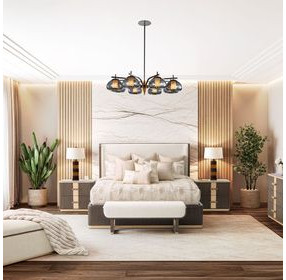 Westminster Row Buff and Medium Espresso Upholstered Platform Bedroom Set