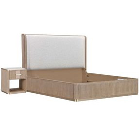 Westminster Row Buff and Sea Salt Caramel Upholstered Platform Bedroom Set