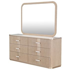 West Kensington Sea Salt Caramel 6 Drawer Dresser with Mirror and LED