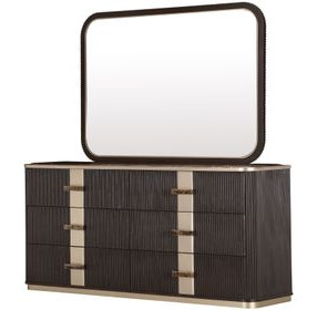 West Kensington Medium Espresso 6 Drawer Dresser with Mirror and LED