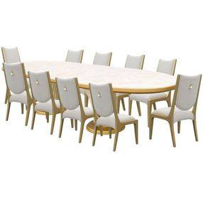 Scotts Square Light Champagne Extendable Oval Dining Room Set