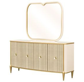 Scotts Square Light Champagne 4 Door Sideboard with Wall Mirror