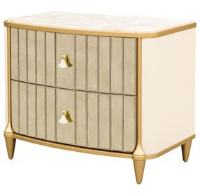 Scotts Square Light Champagne 2 Drawer Nightstand with LED