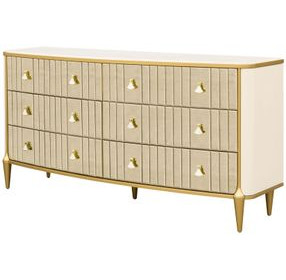 Scotts Square Light Champagne 6 Drawer Dresser with LED