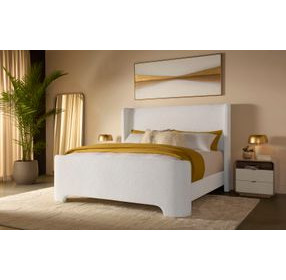 Ellisford Copenhagen White King Upholstered Panel Bed