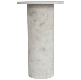 Claude White Marble Round Accent Table