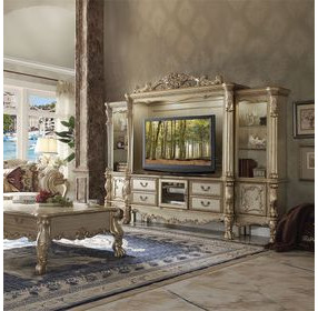 Dresden Gold Patina and Bone 121" Entertainment Center with LED