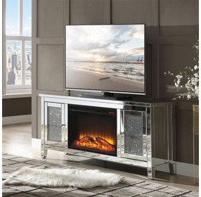 Noralie Silver 59" TV Stand with Fireplace