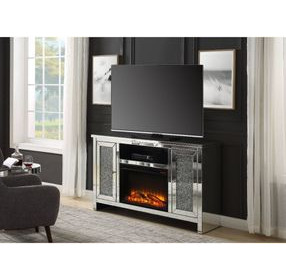 Noralie Silver and Gray 59" TV Stand with Fireplace