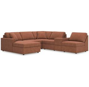 Modmax Spice Performance Fabric 6 Piece Modular Sectional with LAF Chaise and Storage Console