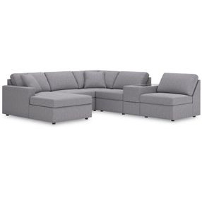 Modmax Granite Performance Fabric 6 Piece Modular Sectional with LAF Chaise and Storage Console