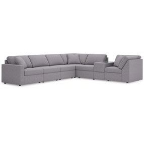 Modmax Granite Performance Fabric 7 Piece Modular Sectional with Storage Console and LAF Corner Chair
