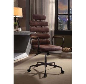 Calan Vintage Whiskey Leather Upholstered Swivel Office Chair