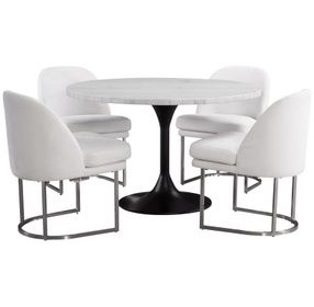 Dunham White Marble and Black Round Dining Room Set