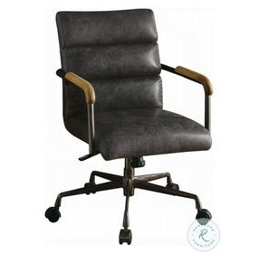 Harith Antique Ebony Leather Executive Office Chair