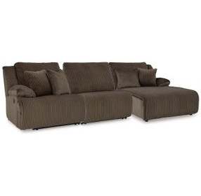 Top Tier Chocolate 3 Piece Modular Reclining Sectional with RAF Chaise