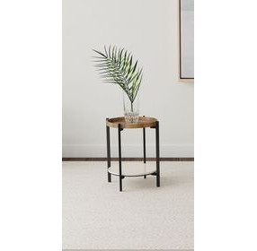 Adhvik Natural And Black Round Accent Table