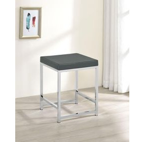 Afshan Dark Grey Upholstered Vanity Stool