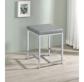 Umbridge Light Grey Upholstered Vanity Stool