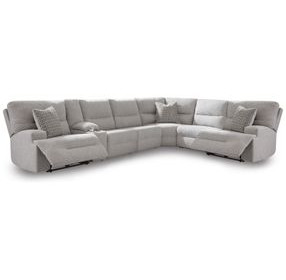 Acklen Place Pewter Performance Fabric 7 Piece Modular Zero Gravity Power Sectional Reclining Sofa with Pillows and USB Charging