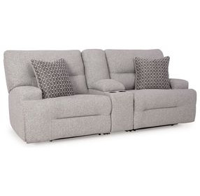 Acklen Place Pewter Performance Fabric 3 Piece Modular Power Reclining Sectional with Console and USB Charging