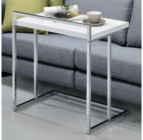 Dani White High Gloss And Chrome Snack Table