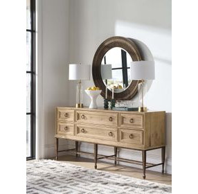Elana Brown Round Wall Mirror