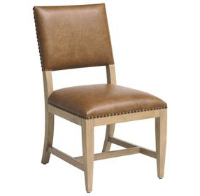 Colburn Brown Leather Upholstered Side Chair with Nailhead Trim
