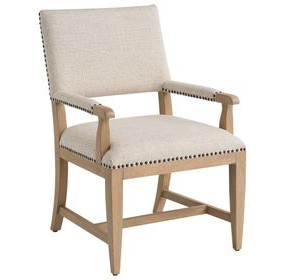 Colburn Beige Performance Fabric Upholstered Arm Chair with Nailhead Trim