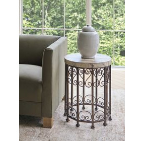 Lowery Brown Round Accent Table