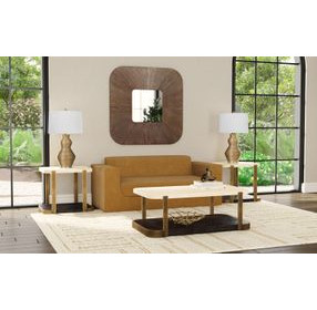 Avalon Espresso and White Travertine Rectangular Cocktail Table