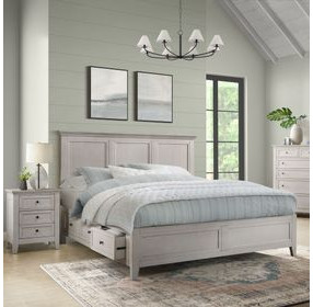 San Mateo Rustic White Queen Storage Panel Bed