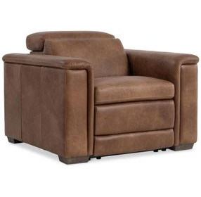 Lioni Brown Upholstered Power Motion Chair with USB Charging