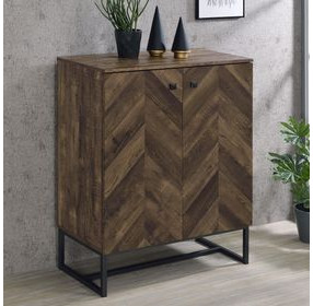 Carolyn Rustic Oak And Gunmetal 2 Door Accent Cabinet