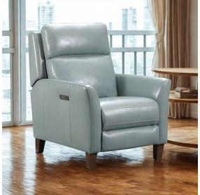 Fairchild Blue Leather Swivel Glider Power Recliner with USB Charging