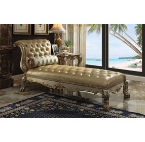 Dresden Gold Patina 82" Chaise with Pillow and Nailhead Trim