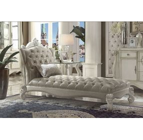 Versailles Vintage Gray 76" Chaise with Pillow and Nailhead Trim