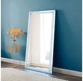 Noralie Silver Rectangular Floor Mirror with LED